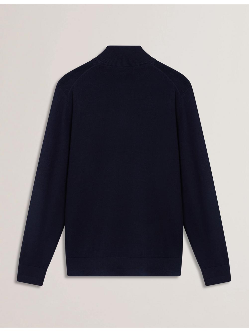 Men Ted Baker LIMEHAS - Wool Quarter Zip Funnel Neck Sweater Jumpers Navy | KSA  7489-JOQXR
