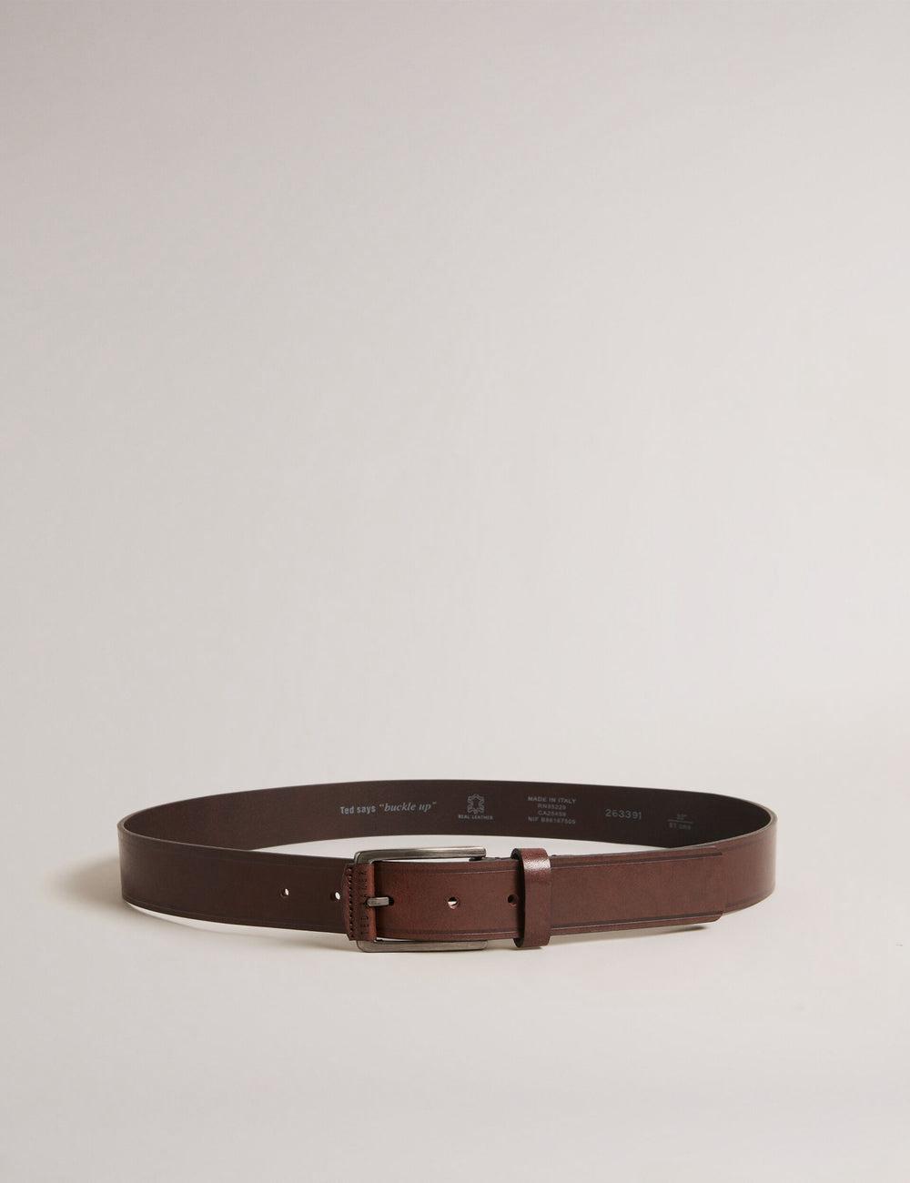 Men Ted Baker LINDED - Debossed Detail Smooth Leather Belts Brown | KSA  9305-GRFBV