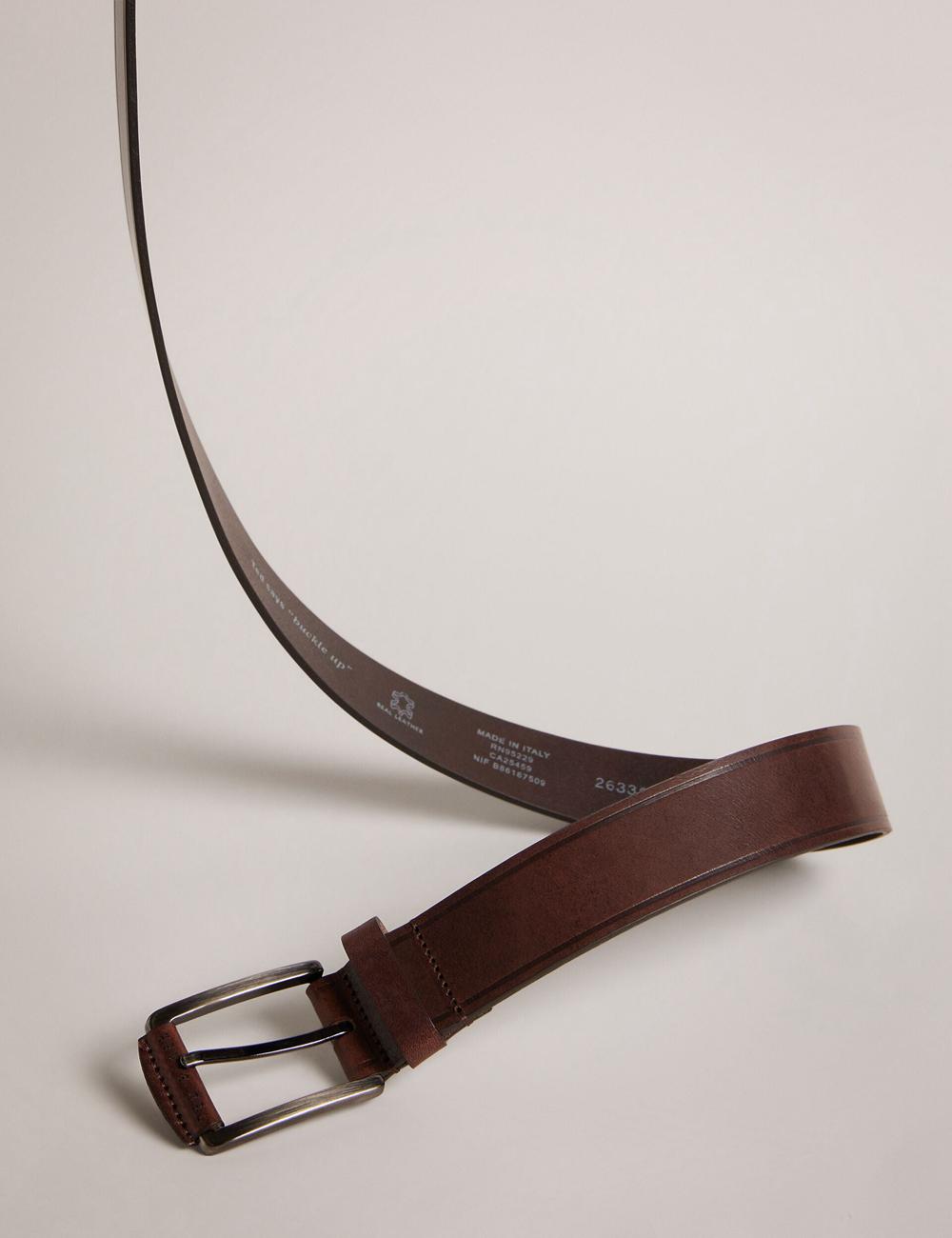 Men Ted Baker LINDED - Debossed Detail Smooth Leather Belts Brown | KSA  9305-GRFBV