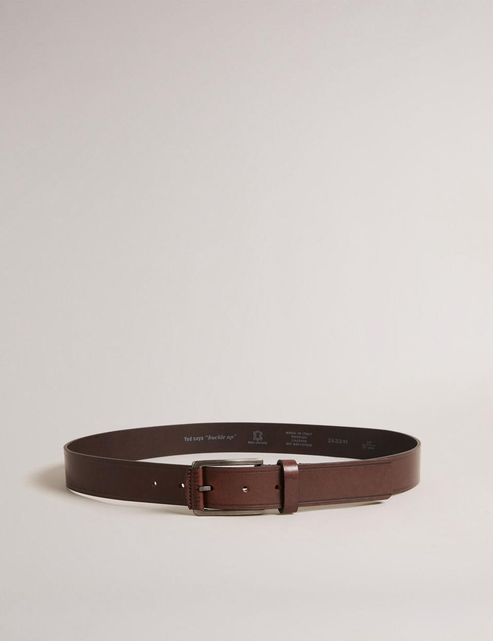 Men Ted Baker LINDED - Debossed Detail Smooth Leather Belts Brown | KSA  9305-GRFBV