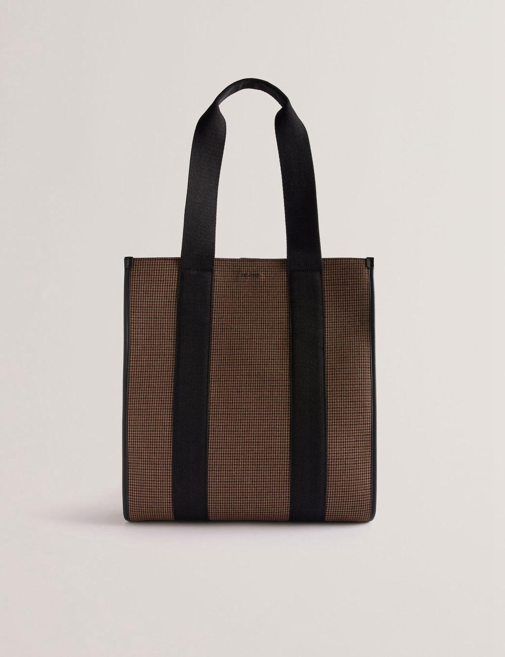 Men Ted Baker MALLICK - Check Wool Blend Tall Tote Bags Black | KSA  3201-WAXOU