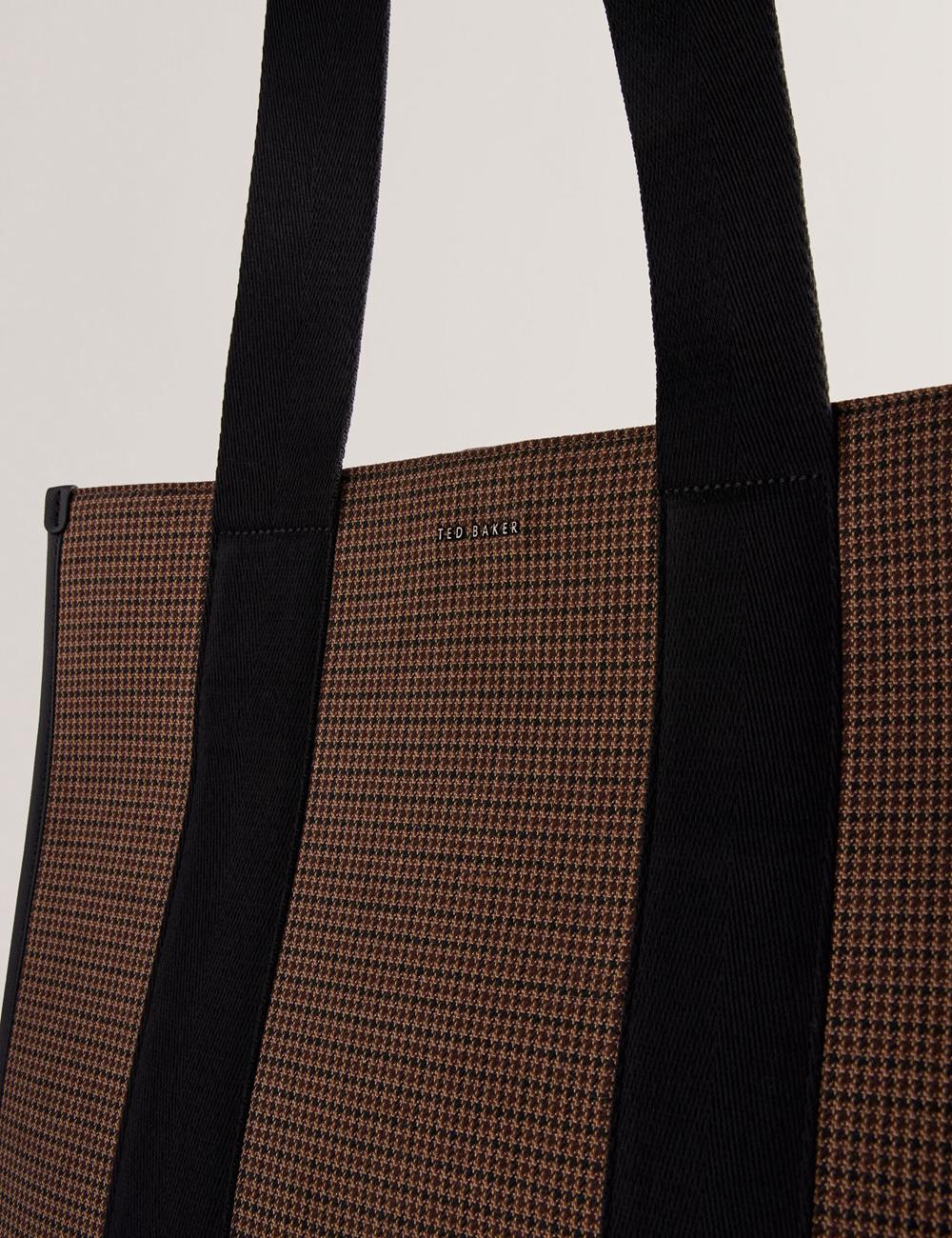 Men Ted Baker MALLICK - Check Wool Blend Tall Tote Bags Black | KSA  3201-WAXOU