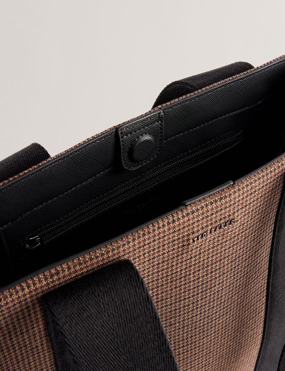 Men Ted Baker MALLICK - Check Wool Blend Tall Tote Bags Black | KSA  3201-WAXOU