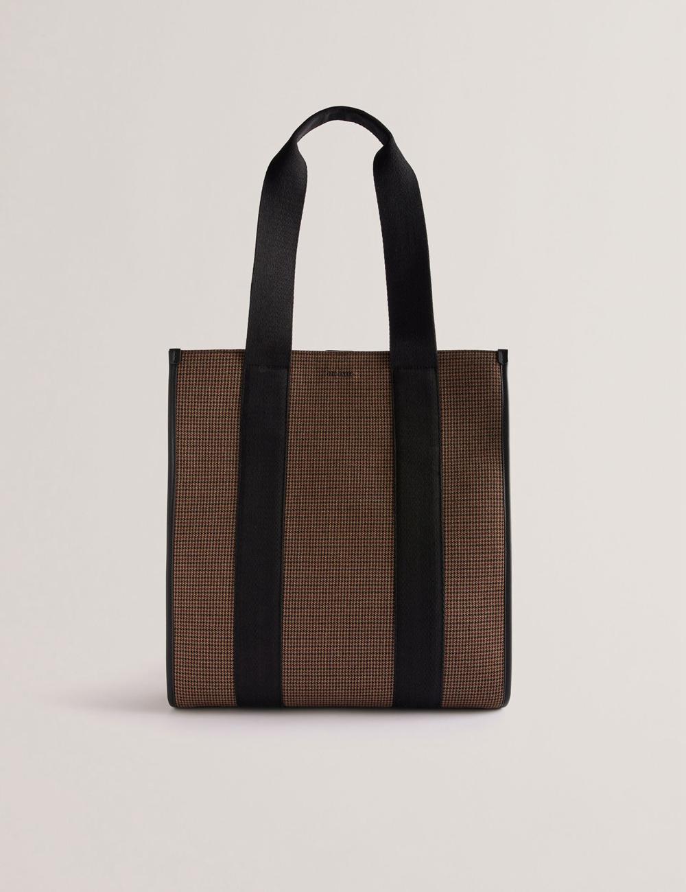 Men Ted Baker MALLICK - Check Wool Blend Tall Tote Bags Black | KSA  3201-WAXOU
