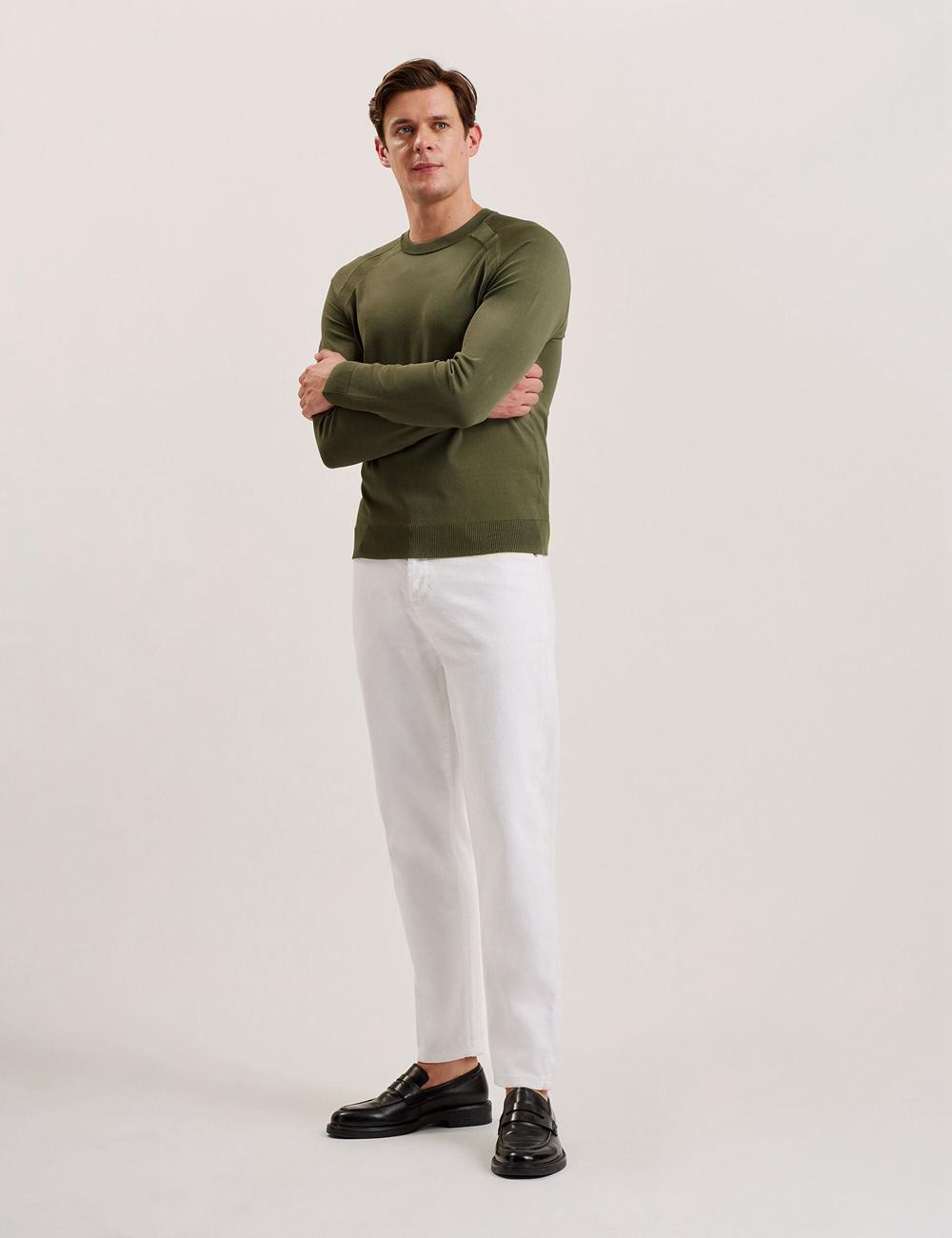 Men Ted Baker MAYWO - Saddle Shoulder Crew Neck Jumpers Khaki | KSA  6152-MYKPE