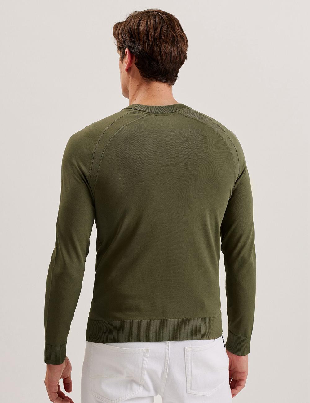 Men Ted Baker MAYWO - Saddle Shoulder Crew Neck Jumpers Khaki | KSA  6152-MYKPE
