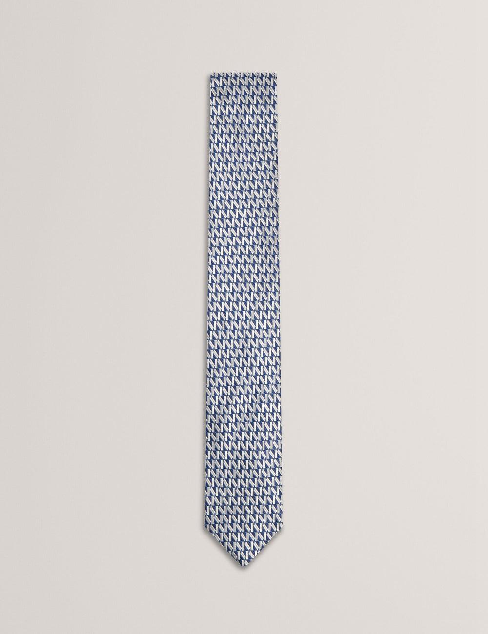 Men Ted Baker MILAK - Geometric Pattern Silk Ties Navy | KSA  7809-CSDVH