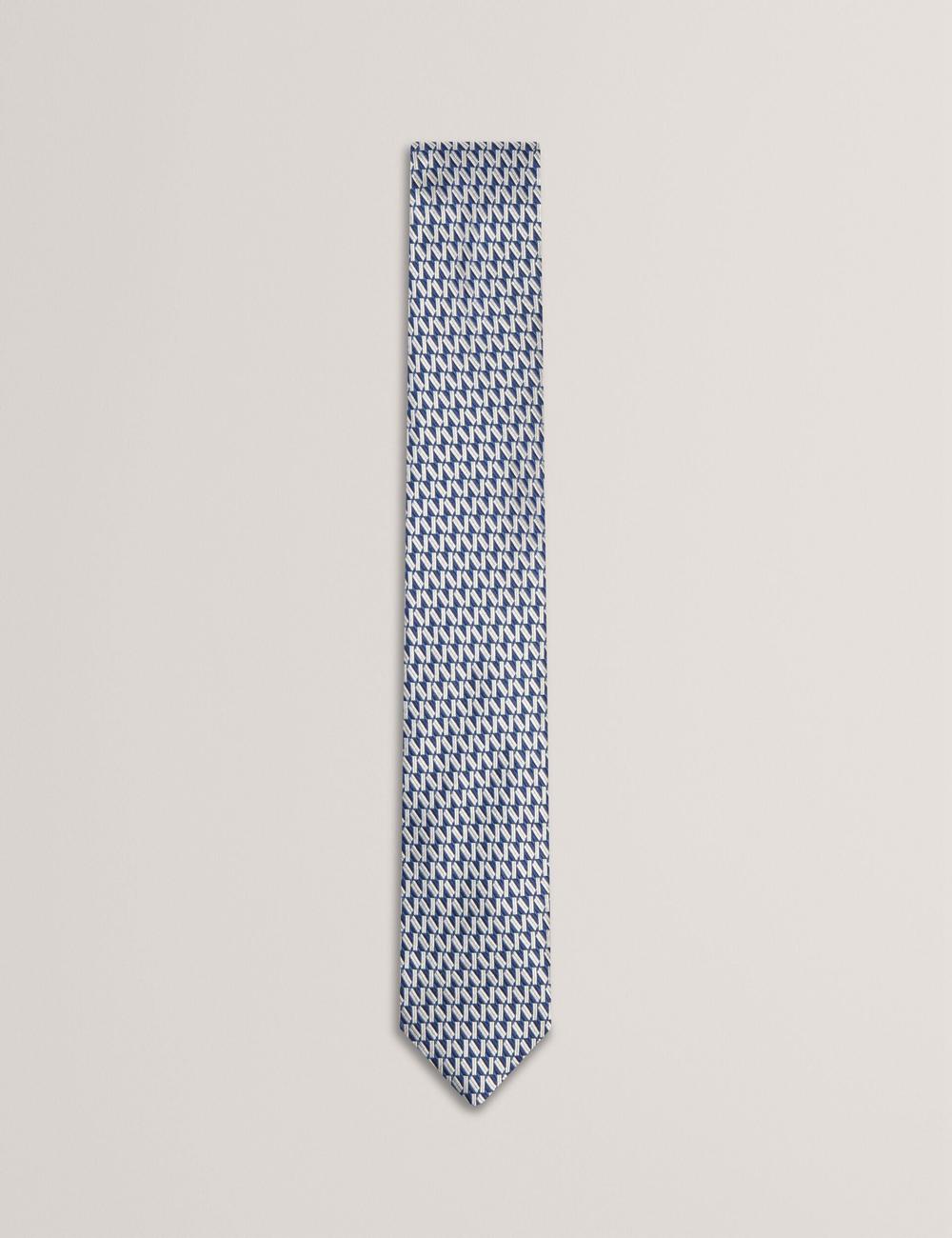 Men Ted Baker MILAK - Geometric Pattern Silk Ties Navy | KSA  7809-CSDVH