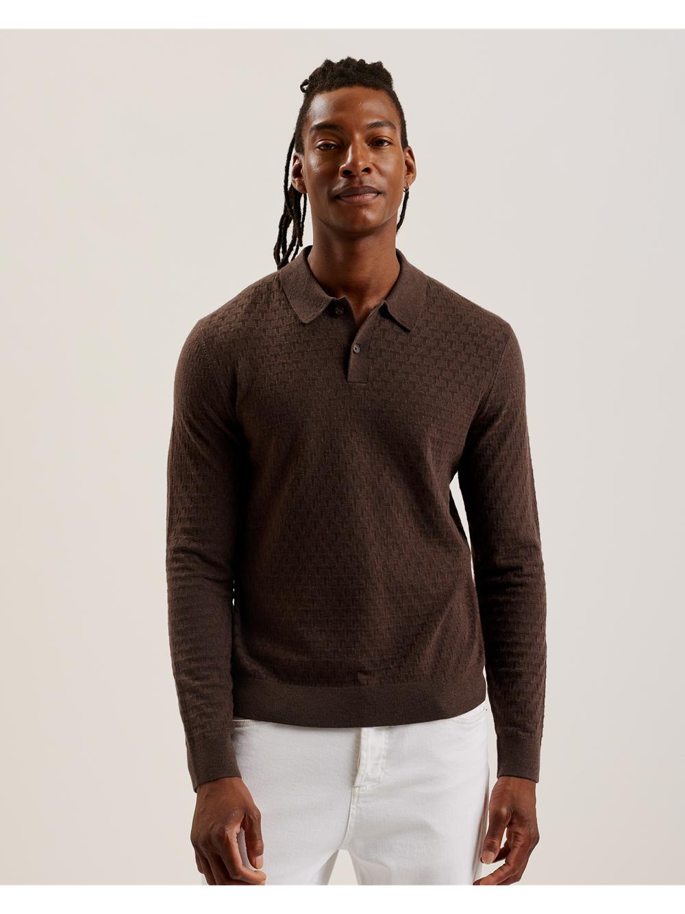 Men Ted Baker MORAR - Long Sleeve T Stitch Knitted Jumpers Dk-Brown | KSA  9238-REWTK