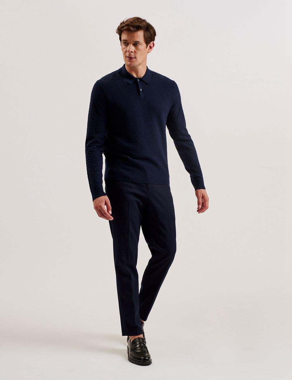 Men Ted Baker MORAR - T Knit Long Sleeve Top Jumpers Navy | KSA  7016-NYLWE