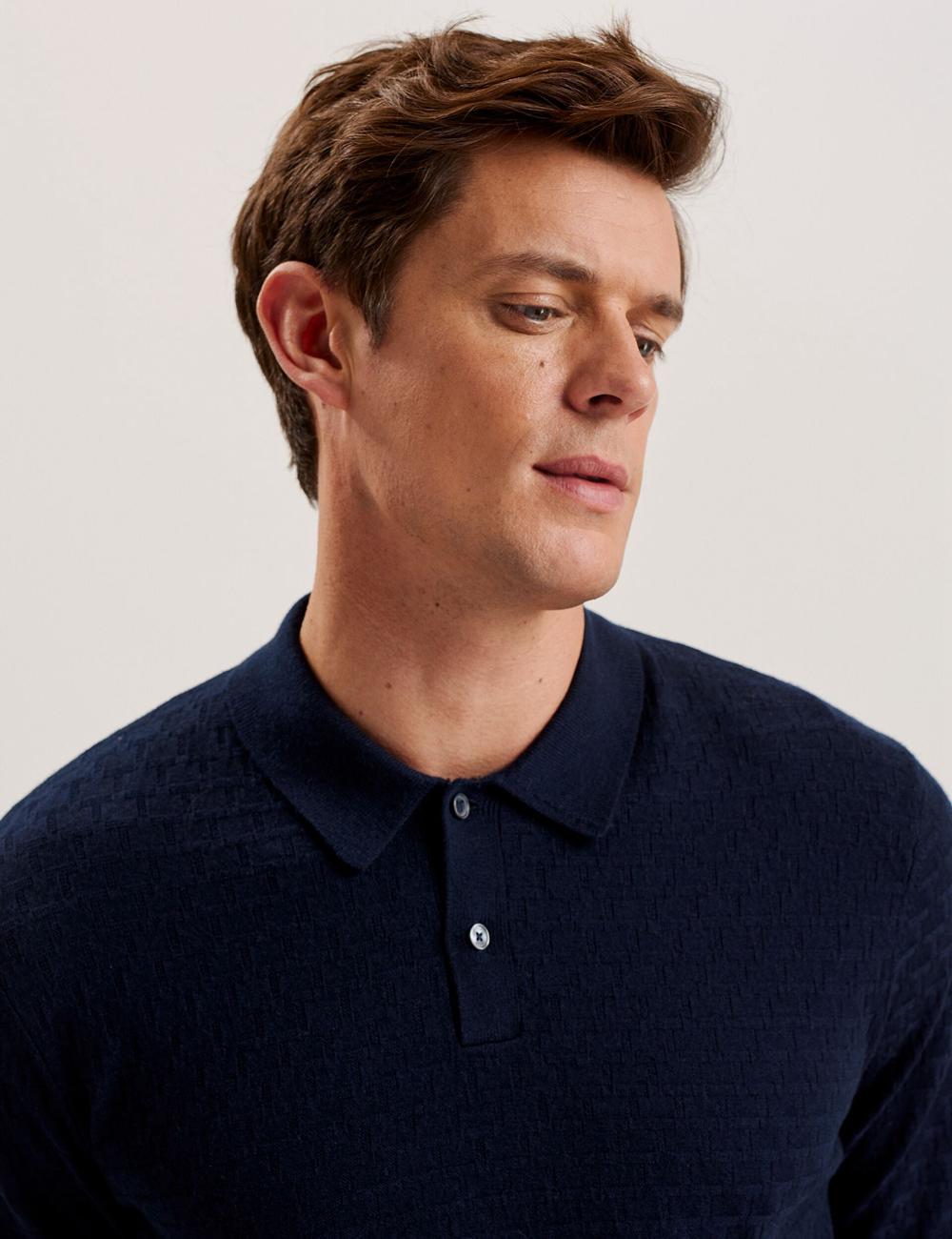 Men Ted Baker MORAR - T Knit Long Sleeve Top Jumpers Navy | KSA  7016-NYLWE