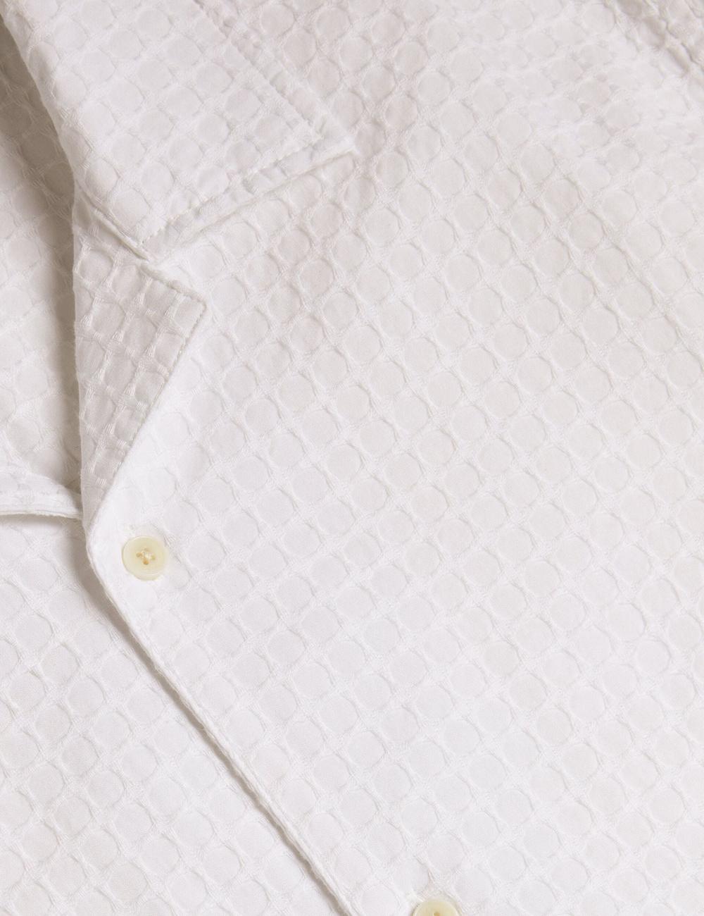 Men Ted Baker OISE - Textured Grid Cotton Short Sleeve Casual Shirts White | KSA  2739-KDQAM