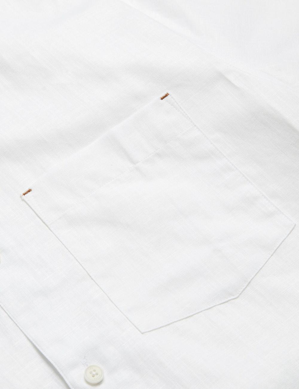 Men Ted Baker PALOMAS - Short Sleeve Textured Linen Cotton Casual Shirts White | KSA  1768-YGTCP