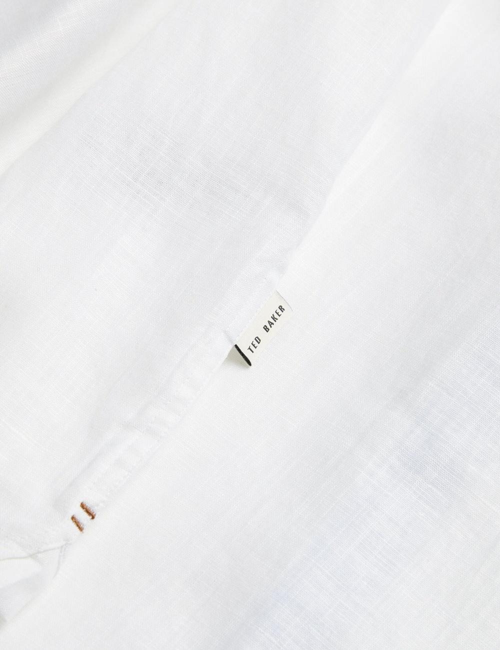 Men Ted Baker PALOMAS - Short Sleeve Textured Linen Cotton Casual Shirts White | KSA  1768-YGTCP