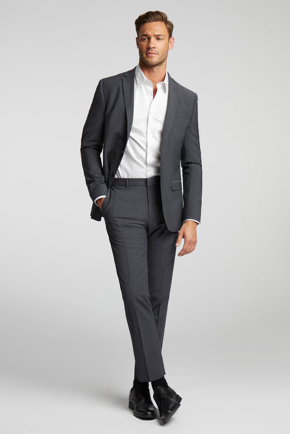 Men Ted Baker PANAMA - Wool Blend Slim Fit Suit Trousers Charcoal | KSA  2740-CGRDV
