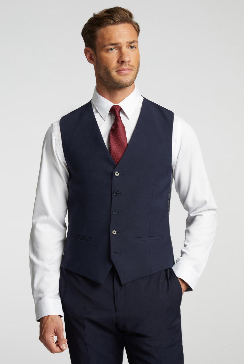 Men Ted Baker PANAMA - Wool Blend Slim Fit Suit Waistcoat Navy | KSA  8423-UOVIA