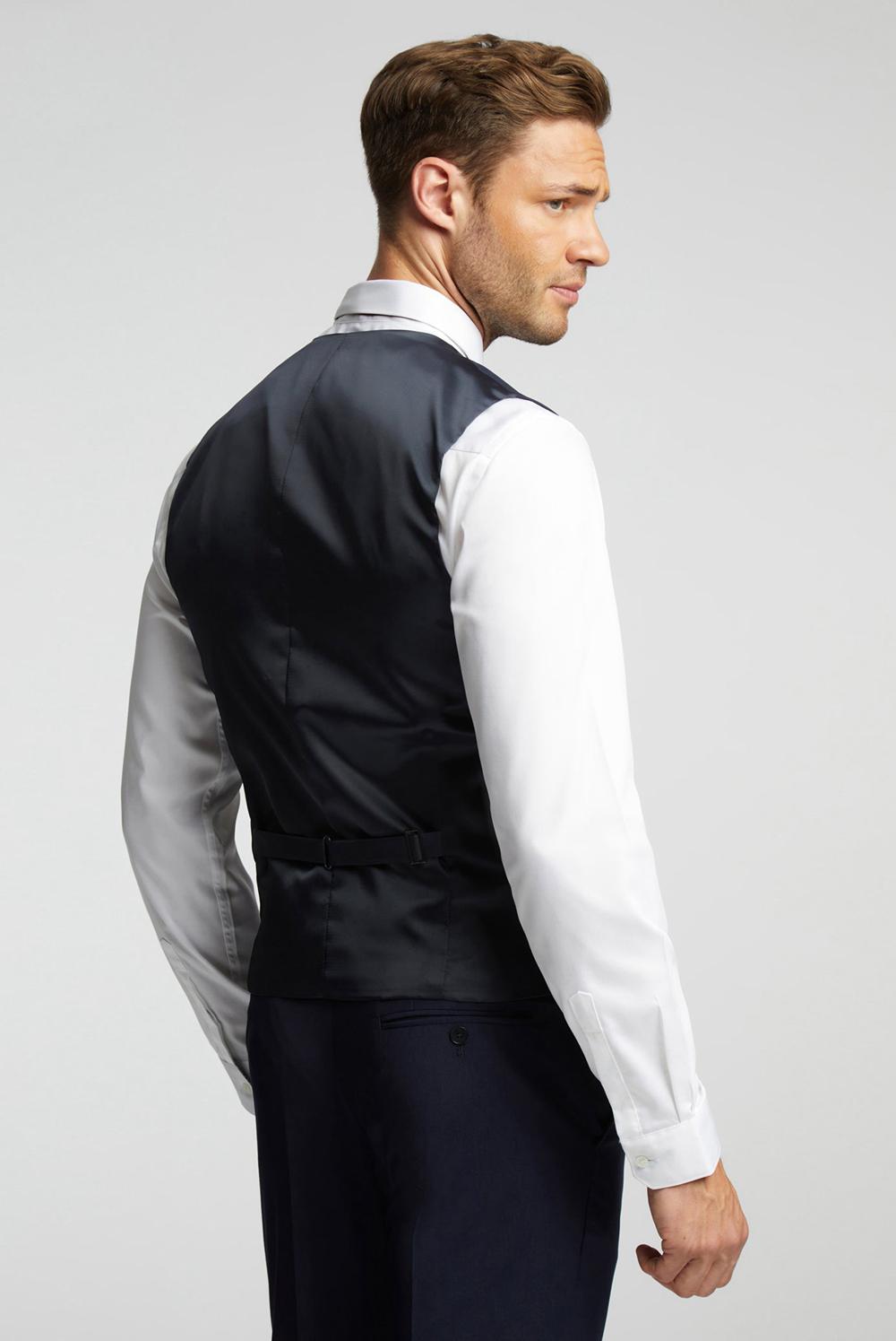 Men Ted Baker PANAMA - Wool Blend Slim Fit Suit Waistcoat Navy | KSA  8423-UOVIA