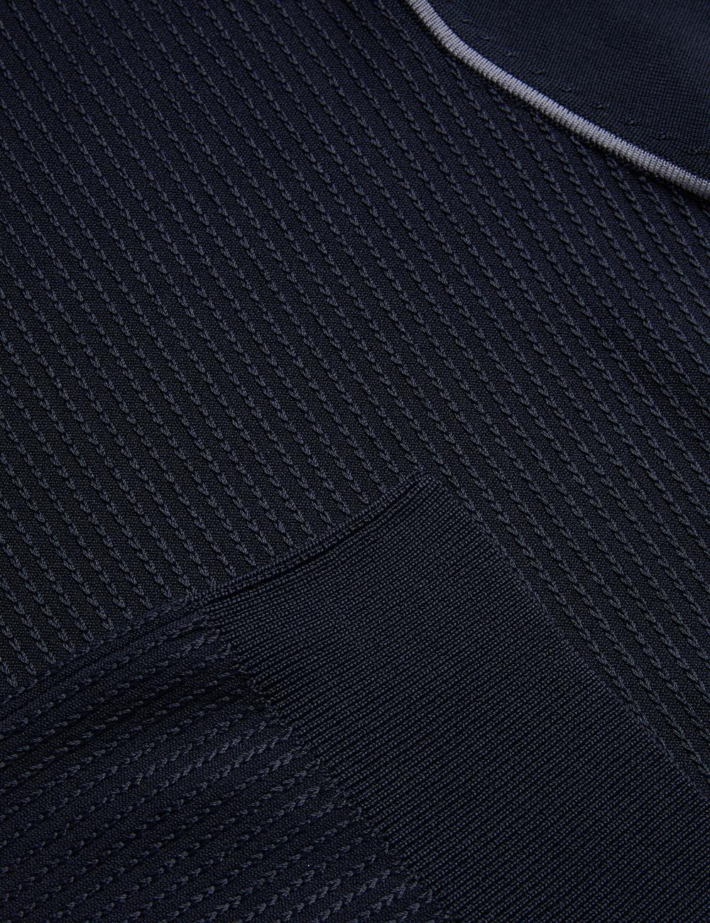 Men Ted Baker PAXTO - Textured Zip With Striped Collar Polos Shirts Navy | KSA  3827-NCXGY