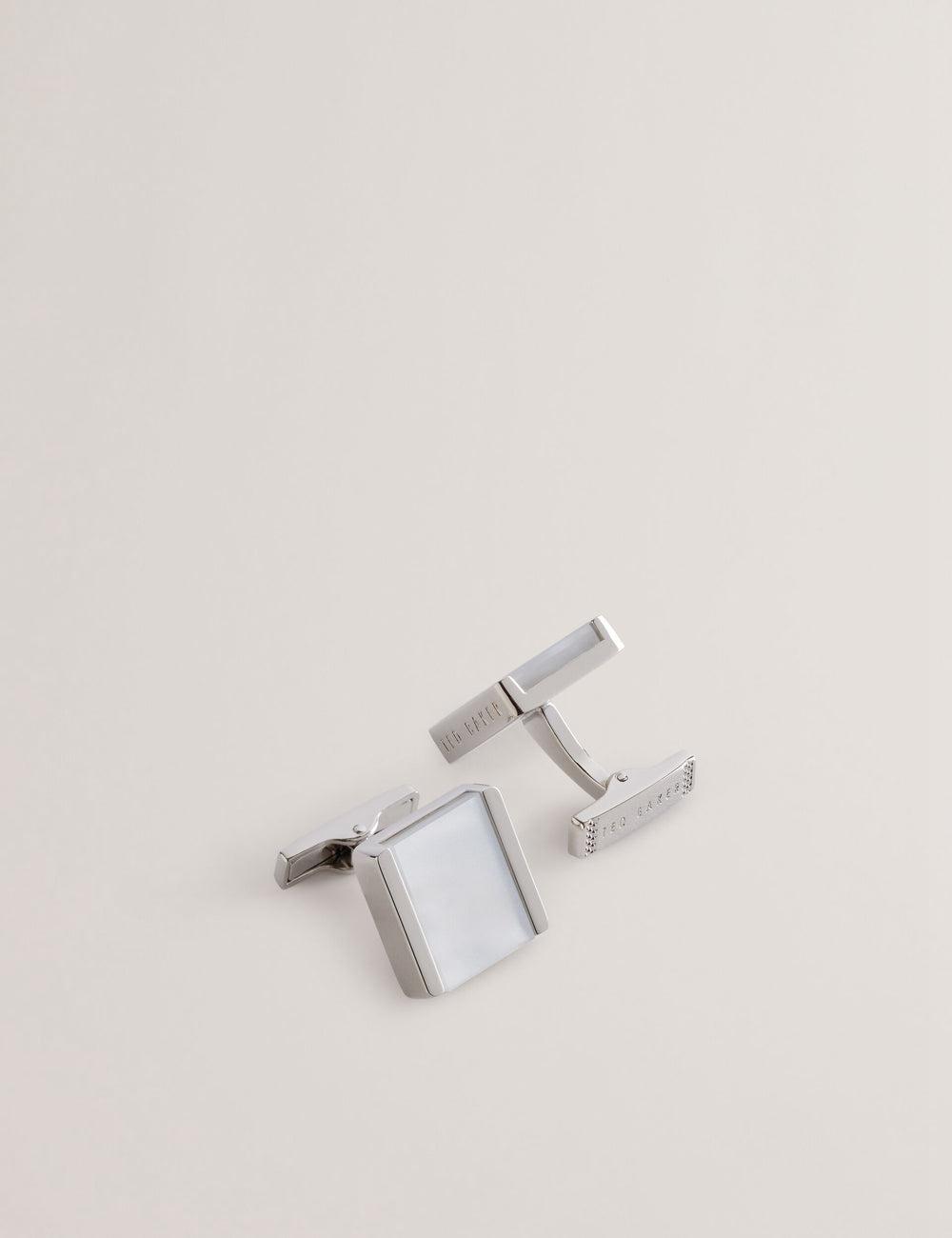 Men Ted Baker PAYDEN - Pearlescent Stone Square Cufflinks Silver | KSA  6254-HAQDS