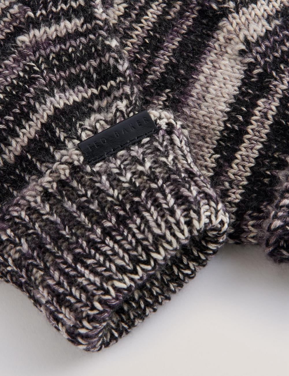 Men Ted Baker PERCIYS - Marl Knit Ribbed Cuff Gloves Grey | KSA  2318-EFMWR