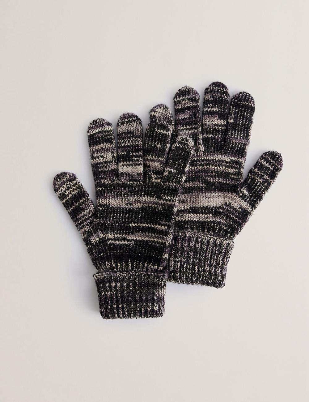 Men Ted Baker PERCIYS - Marl Knit Ribbed Cuff Gloves Grey | KSA  2318-EFMWR