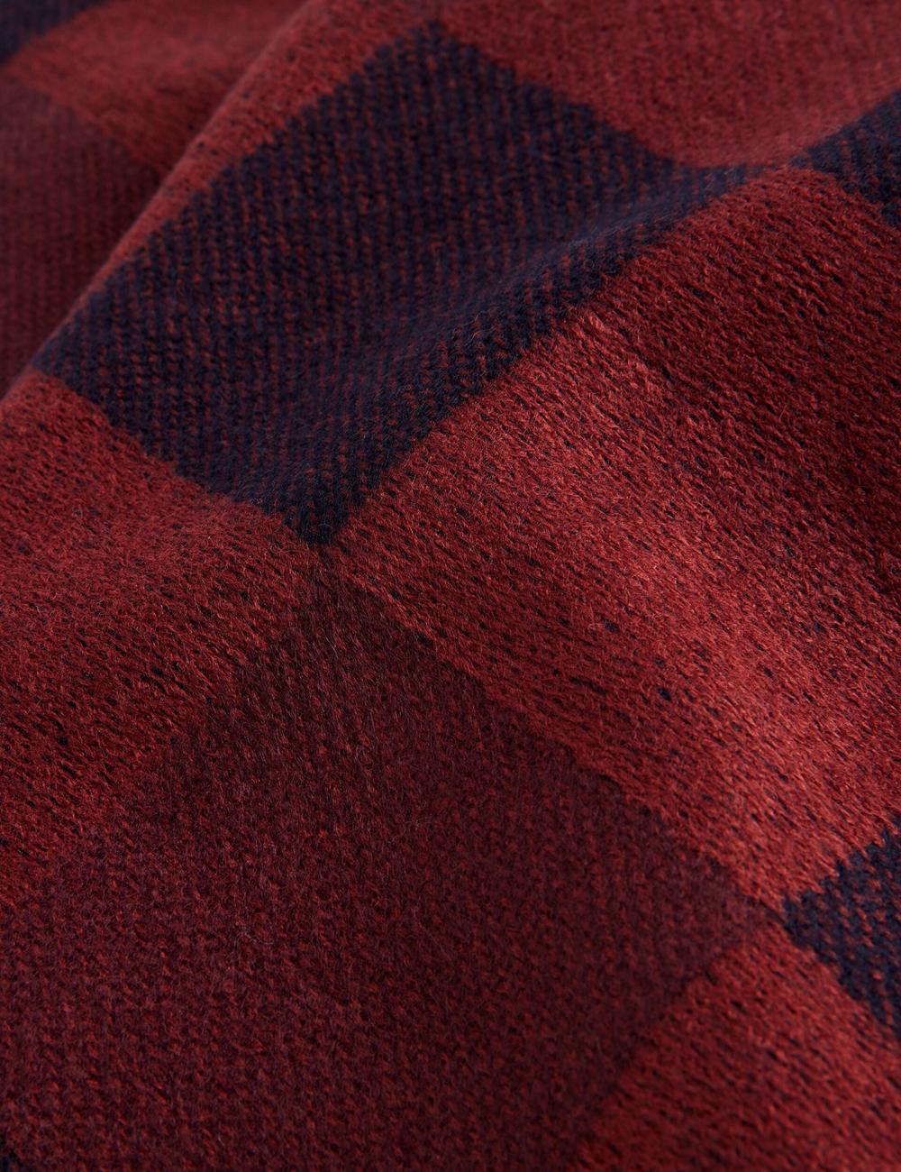 Men Ted Baker PETERRR - Block Check With Fringe Trim Woven Scarves Oxblood | KSA  7048-HABYF