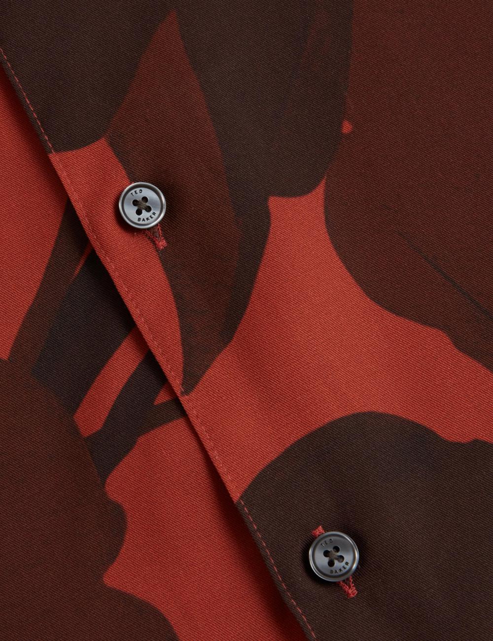 Men Ted Baker PINEDA - Short Sleeve Relaxed Floral Print Casual Shirts Red | KSA  8325-IRCAK