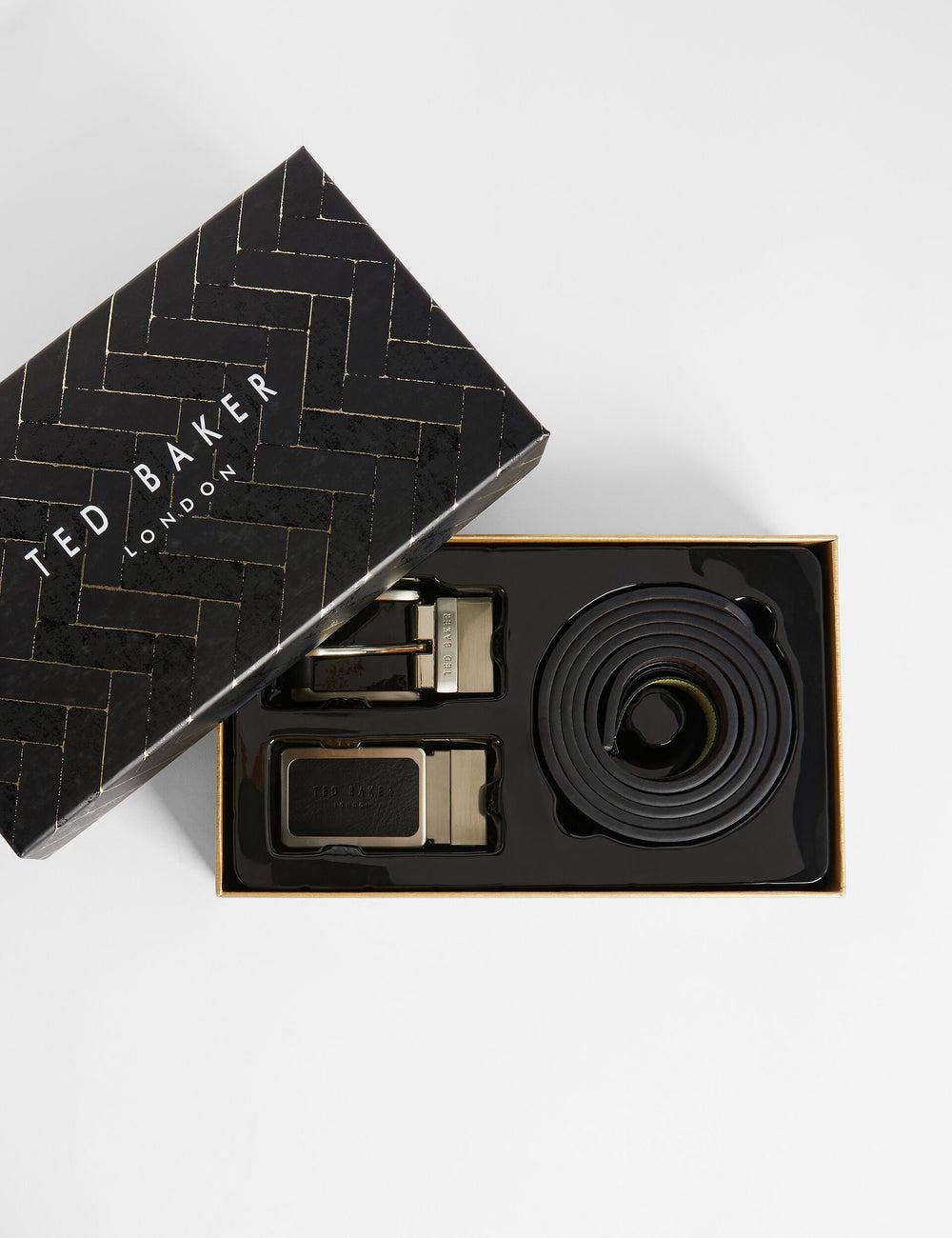 Men Ted Baker RATE - Faux Leather Belt Gift Set Belts Black | KSA  7825-LIOCM