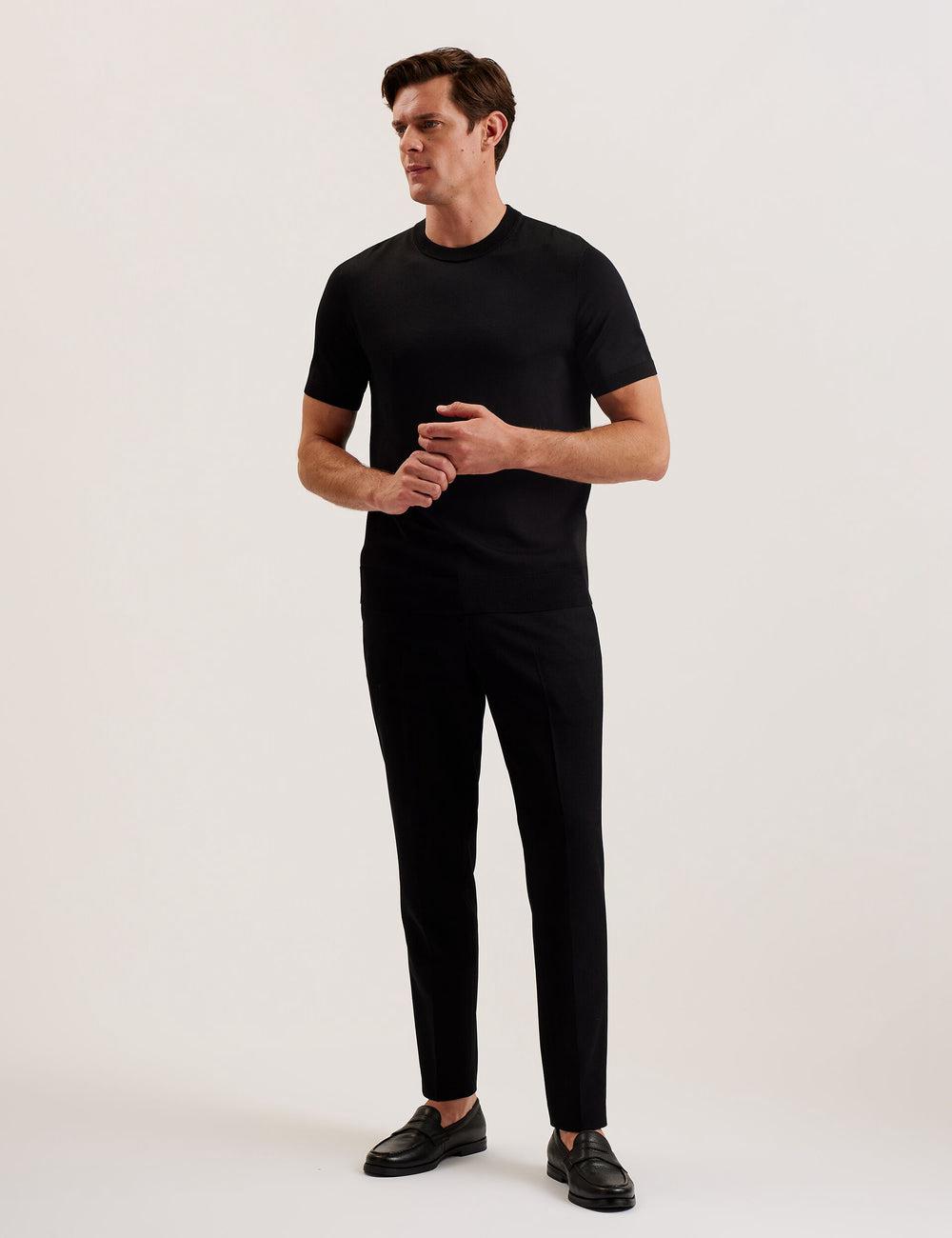 Men Ted Baker REYON - Rayon Crew Neck Short Sleeve T-Shirts Black | KSA  4975-OGFIM