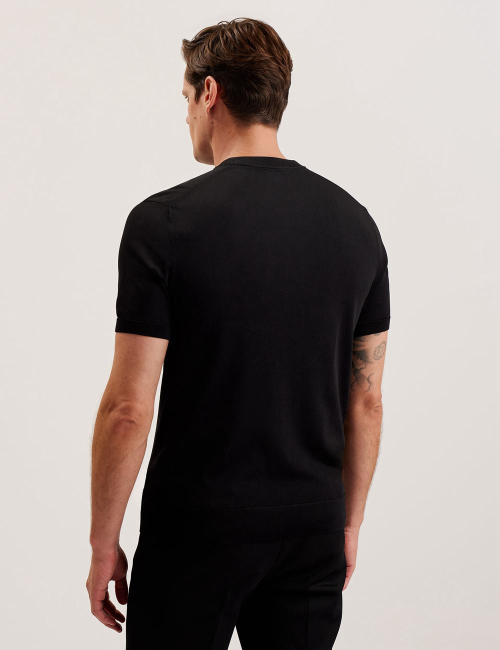 Men Ted Baker REYON - Rayon Crew Neck Short Sleeve T-Shirts Black | KSA  4975-OGFIM