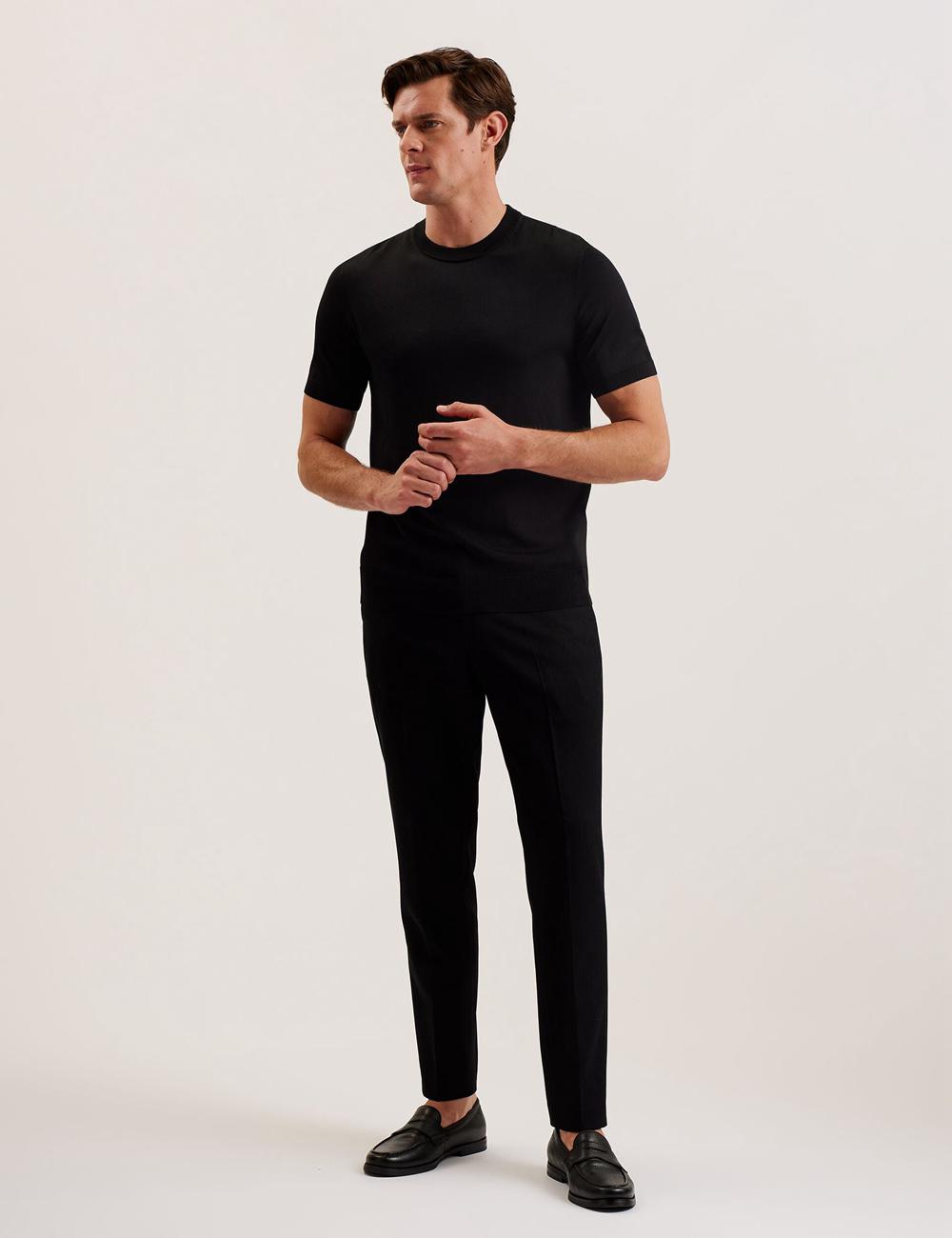 Men Ted Baker REYON - Rayon Crew Neck Short Sleeve T-Shirts Black | KSA  4975-OGFIM