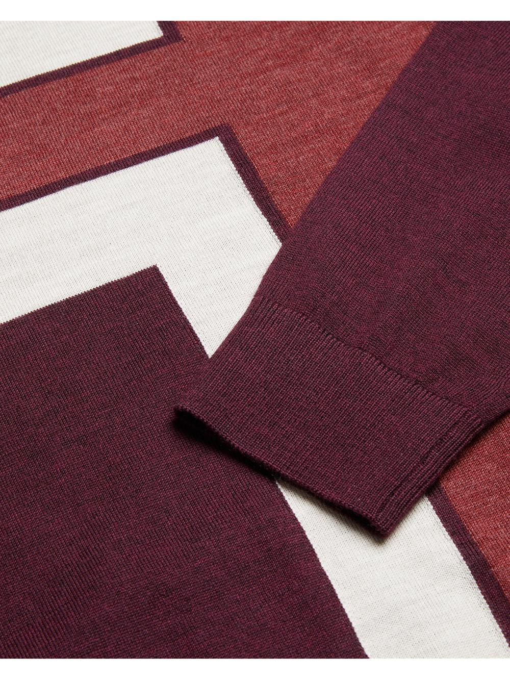 Men Ted Baker ROIKA - Colour Block Crew Neck Wool Jumpers Maroon | KSA  4527-HOAZV