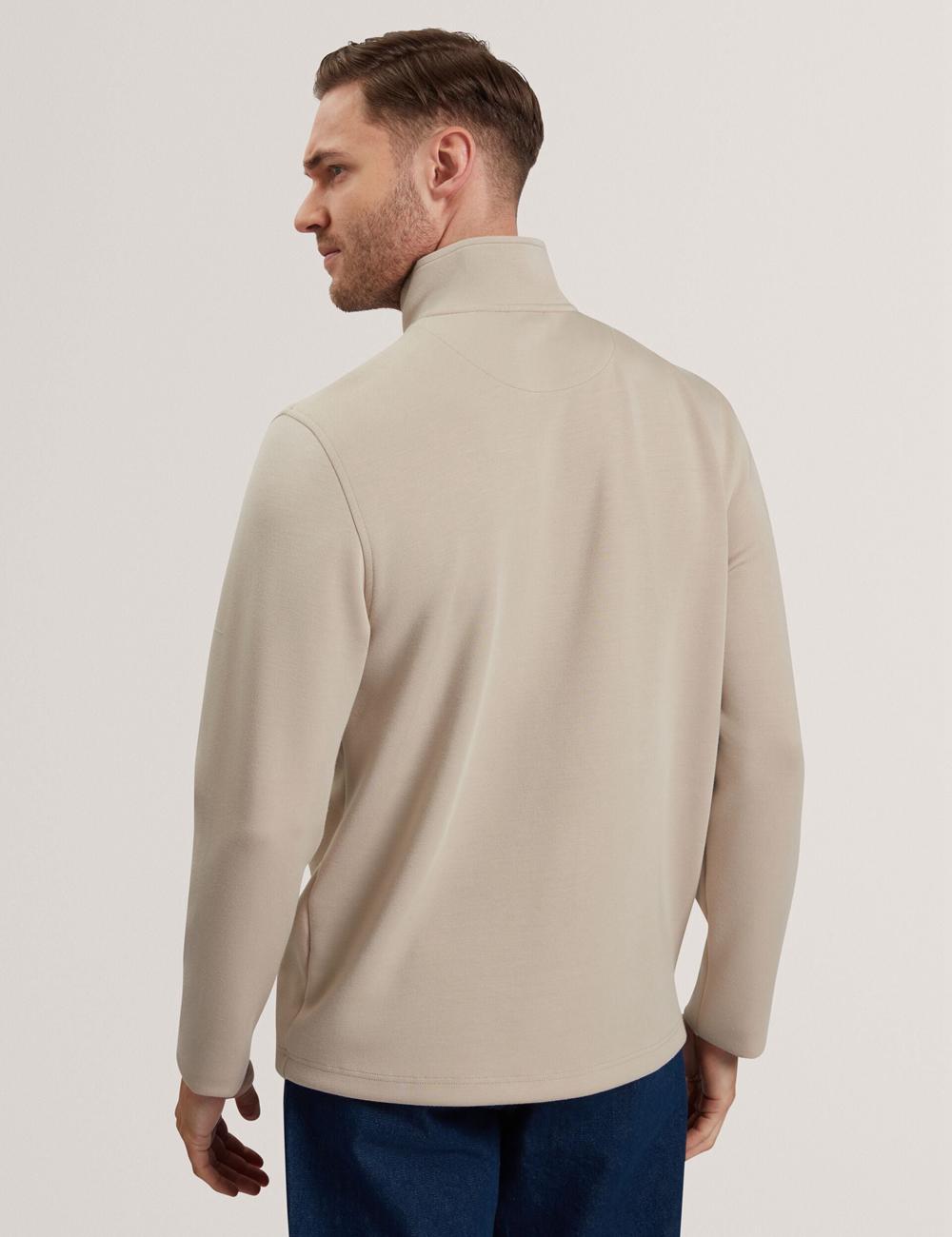 Men Ted Baker SIMONEA - Textured Panel Half-Zip Modal Sweatshirts Taupe | KSA  6370-ATDGW