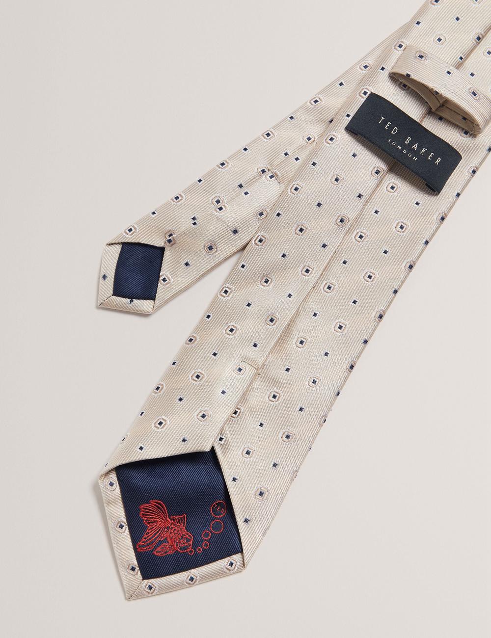 Men Ted Baker STEEPLE - Circle Geometric Print Silk Ties Stone | KSA  4627-KVGCY