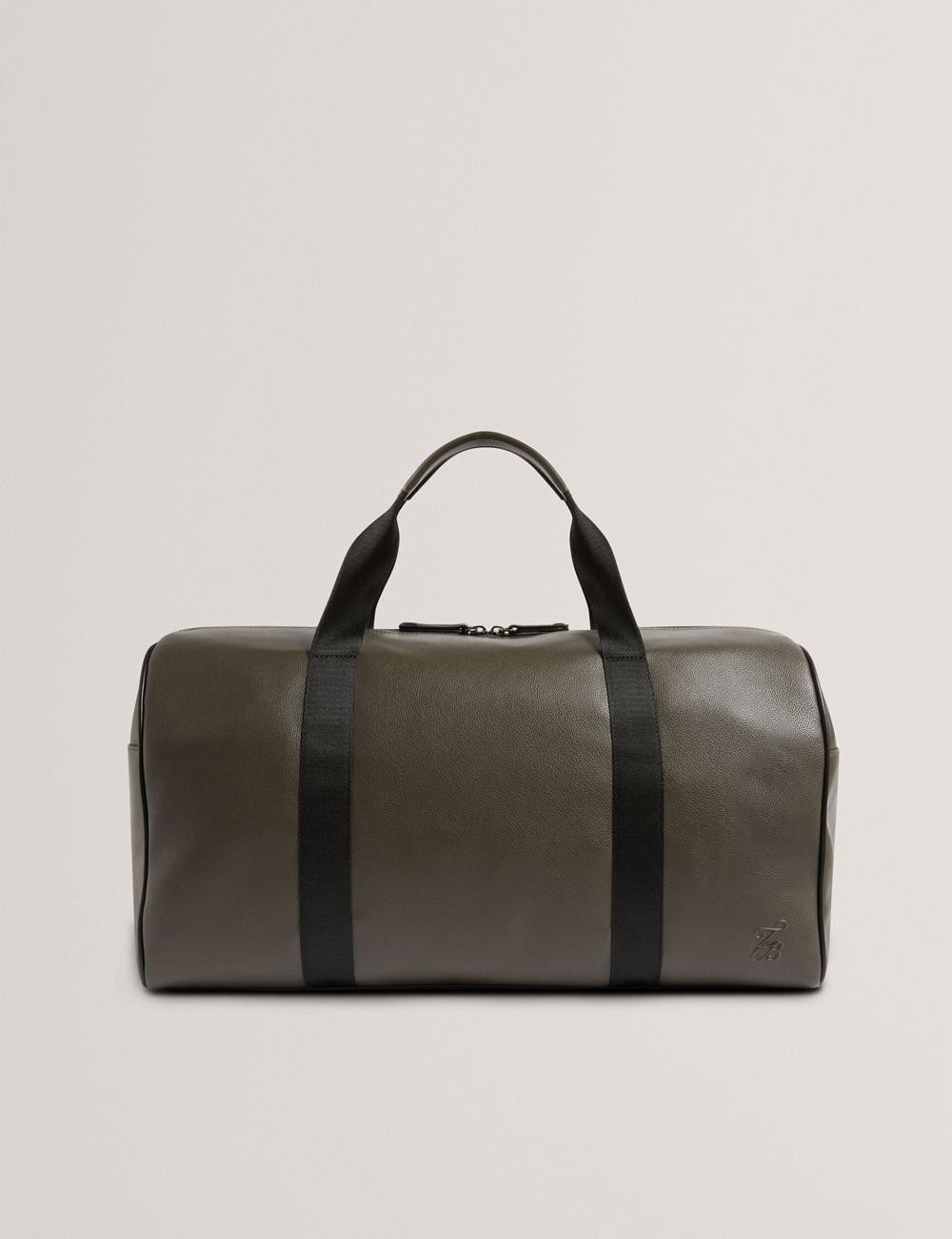 Men Ted Baker TAISON - Pebbled Faux Leather Holdall Bags Khaki | KSA  7860-UPALD