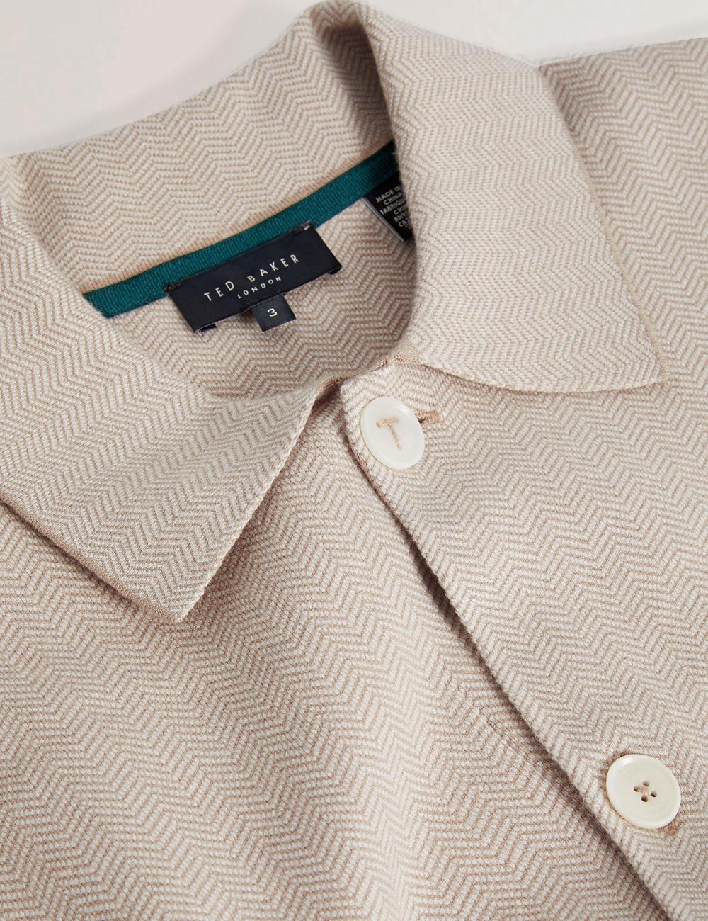 Men Ted Baker THIMON - Herringbone Knit Button-Up Jackets Taupe | KSA  1649-KROVP