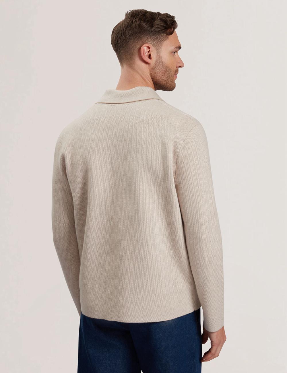 Men Ted Baker THIMON - Herringbone Knit Button-Up Jackets Taupe | KSA  1649-KROVP