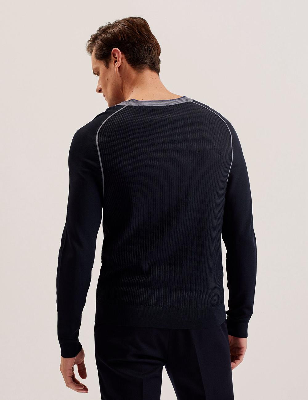 Men Ted Baker TOREZ - Long Sleeve Textured Knit Top Jumpers Navy | KSA  7821-ESIDW
