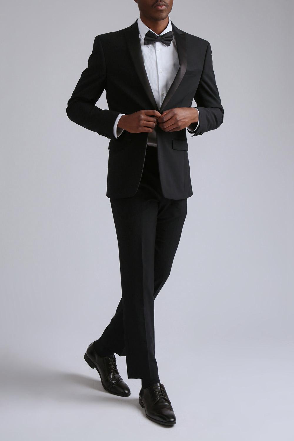 Men Ted Baker TUXEDO SLIM TS - Slim Fit Black Tuxedo Suit Trousers Black | KSA  3125-AHKMT
