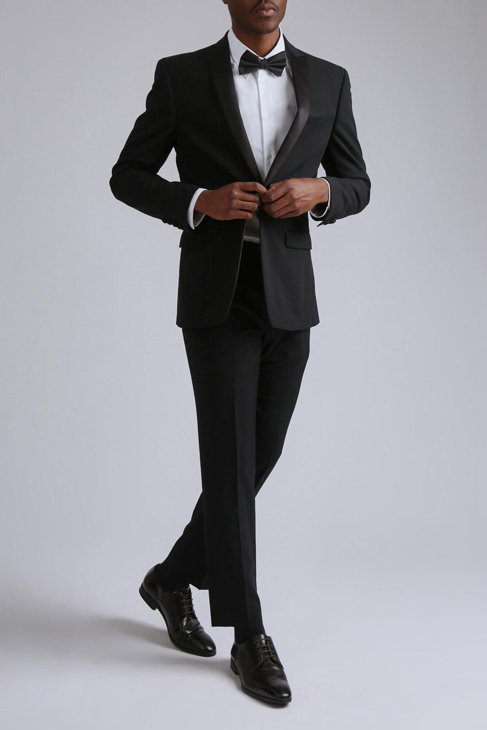 Men Ted Baker TUXEDO SLIM TS - Slim Fit Black Tuxedo Suit Trousers Black | KSA  3125-AHKMT