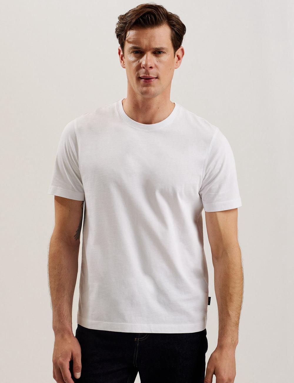 Men Ted Baker TYWINN - Classic Crew Neck Cotton T-Shirts White | KSA  0427-OHNVJ