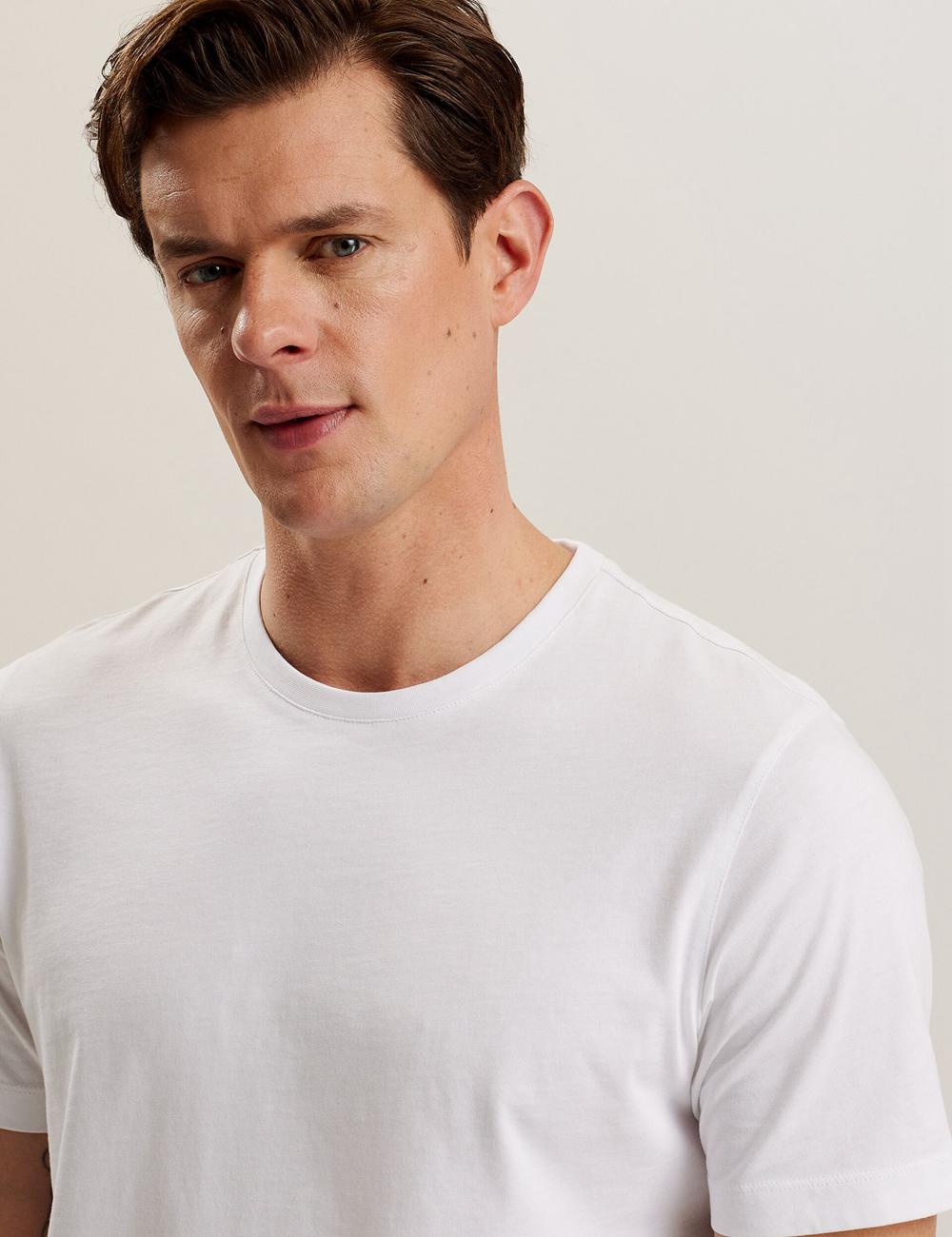 Men Ted Baker TYWINN - Classic Crew Neck Cotton T-Shirts White | KSA  0427-OHNVJ