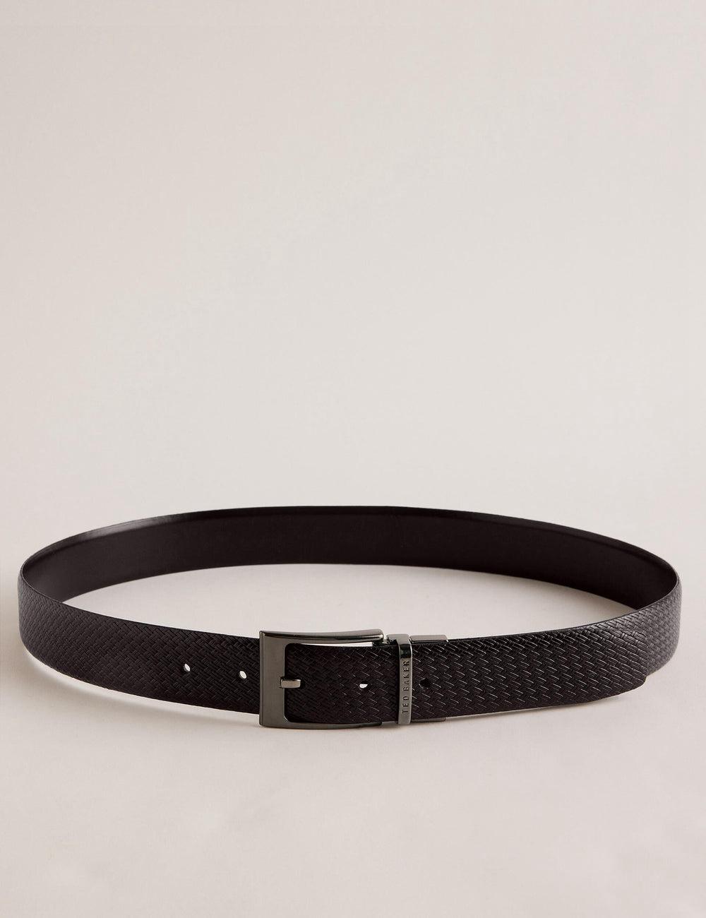 Men Ted Baker WAIDE - Woven Texture Leather Belts Brown | KSA  0798-WGICY