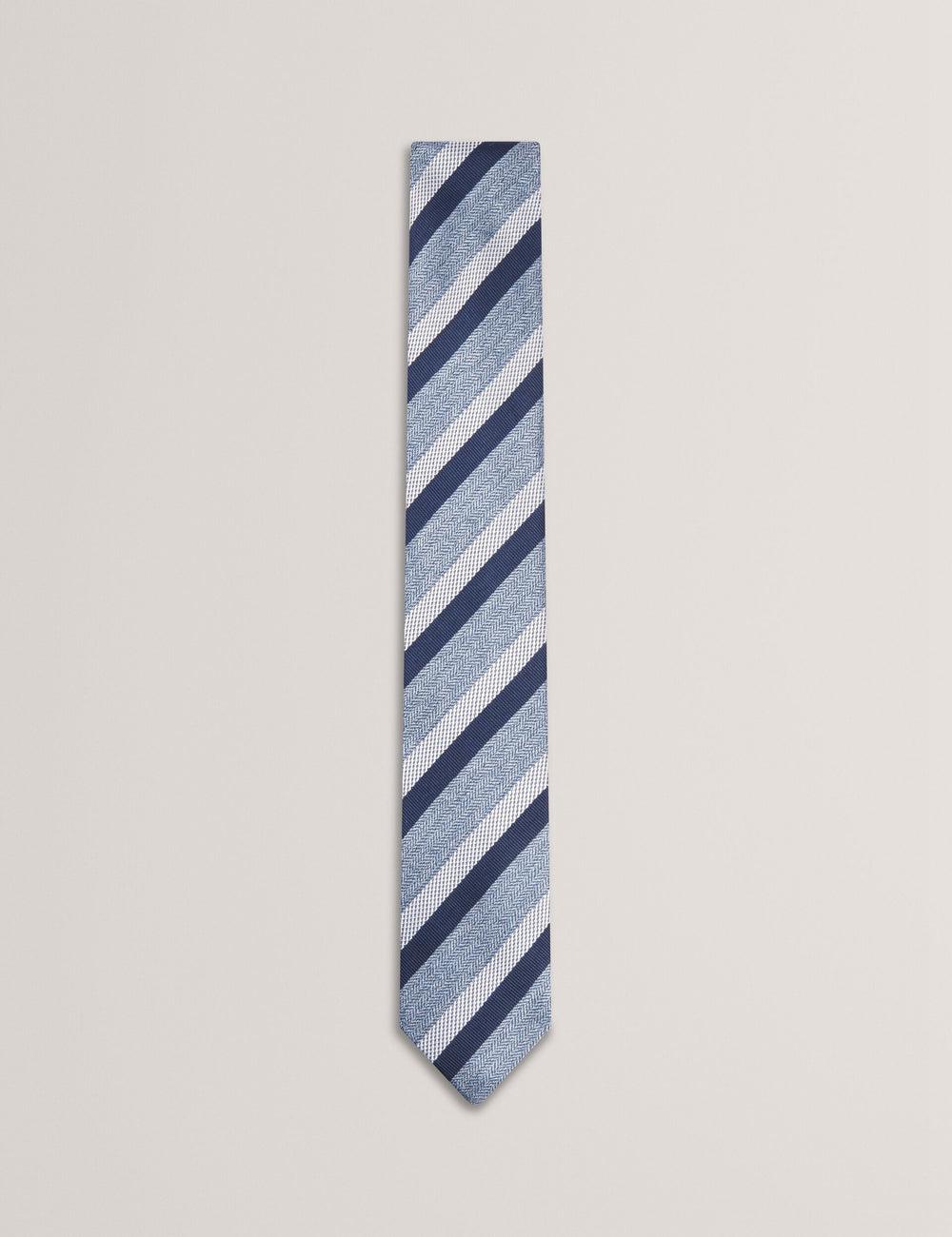 Men Ted Baker WEISMUL - Textured Mixed Stripe Silk Ties Navy | KSA  4205-WFHOX
