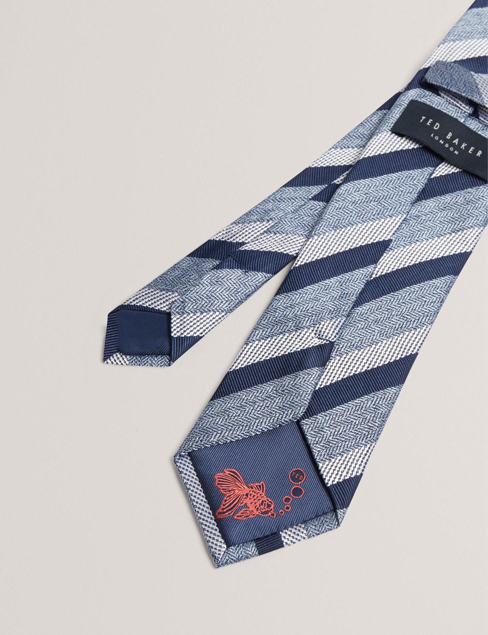 Men Ted Baker WEISMUL - Textured Mixed Stripe Silk Ties Navy | KSA  4205-WFHOX