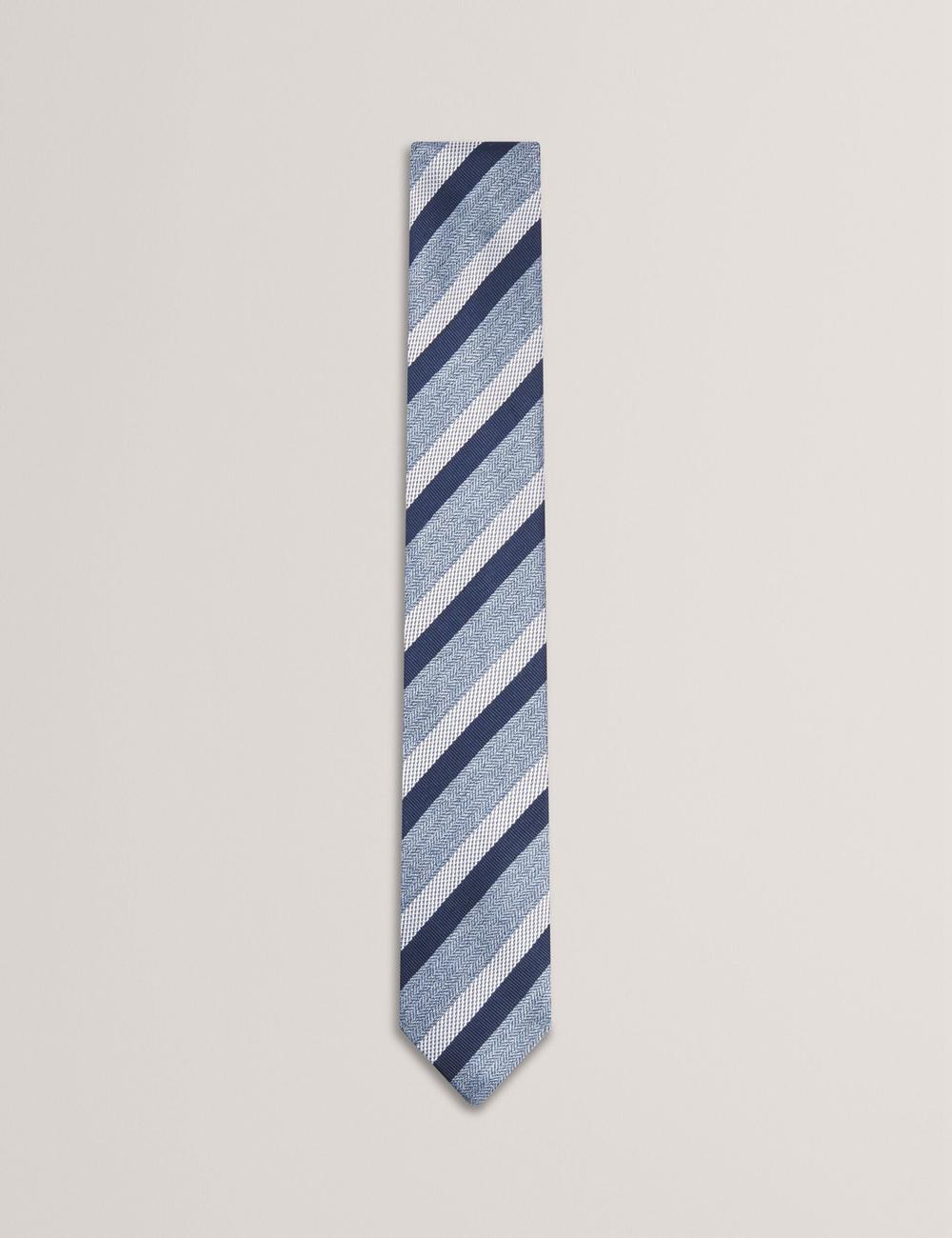 Men Ted Baker WEISMUL - Textured Mixed Stripe Silk Ties Navy | KSA  4205-WFHOX