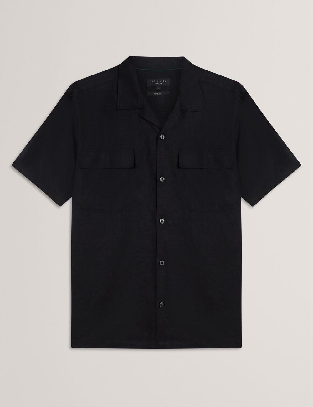Men Ted Baker WHETHER - Short Sleeve Regular Fit Double Pocket Casual Shirts Black | KSA  1285-WNIQX