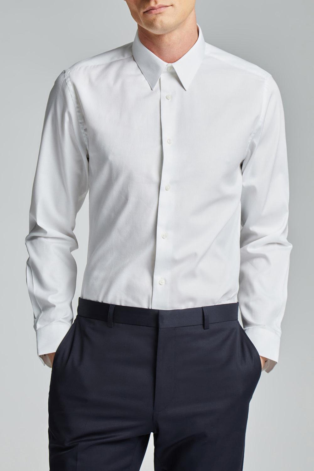 Men Ted Baker WHITE SATIN STRIPE - Textured Stripe Slim Fit Formal Shirts White | KSA  4602-DBELZ