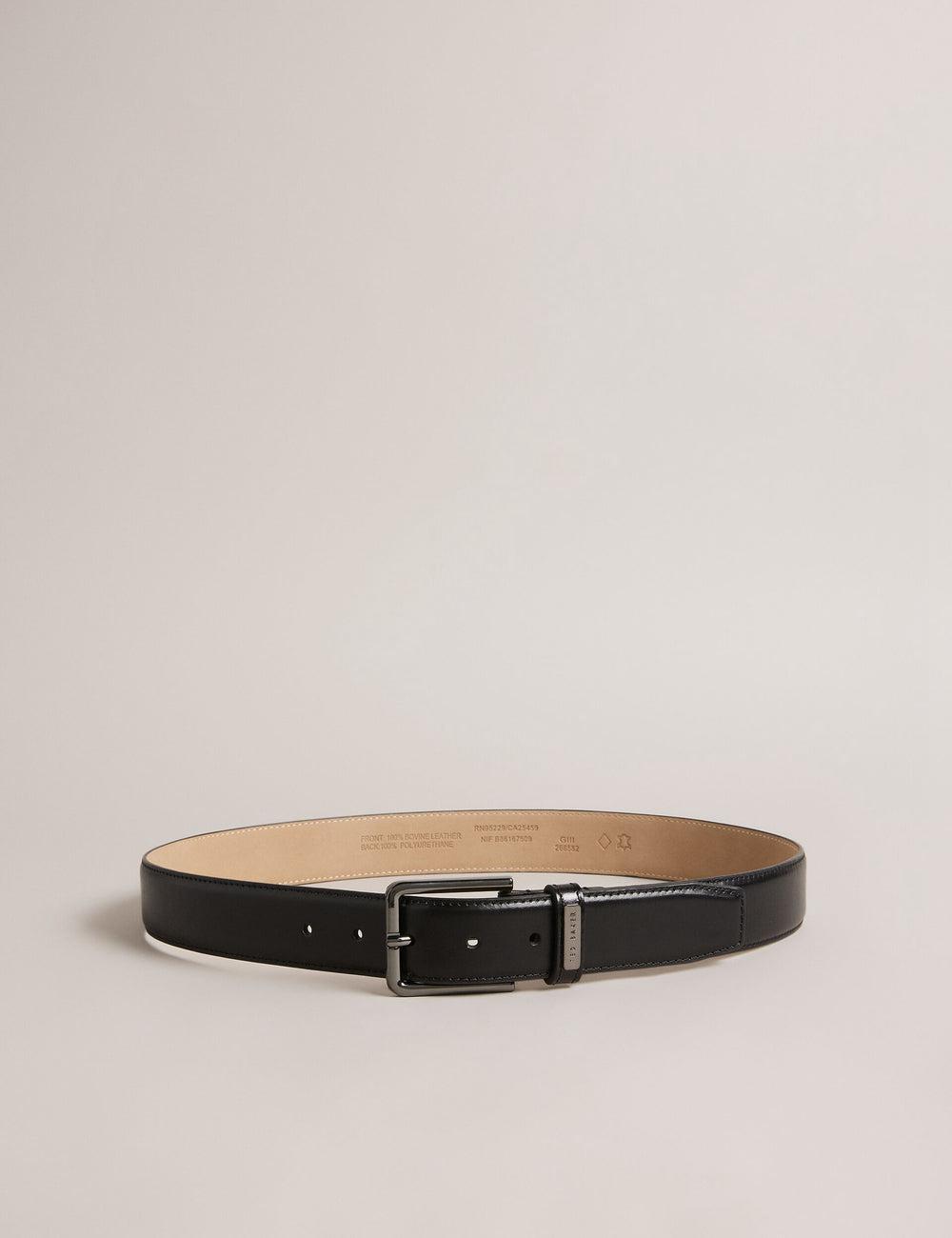 Men Ted Baker WIZERD | KSA  Polished Leather With Logo Hardware Belts Black | KSA  6317-HYCPQ
