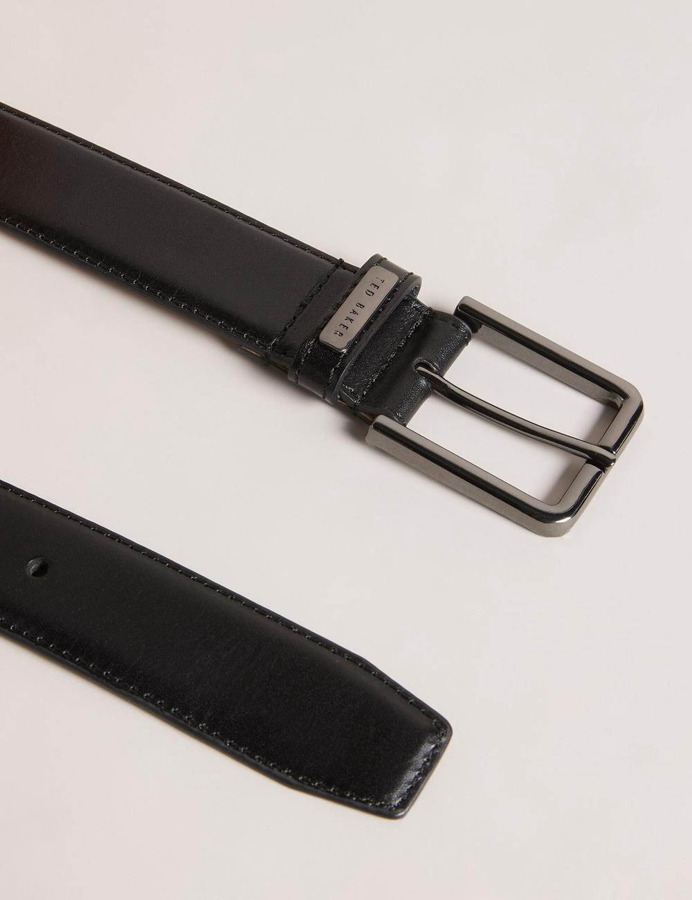 Men Ted Baker WIZERD | KSA  Polished Leather With Logo Hardware Belts Black | KSA  6317-HYCPQ